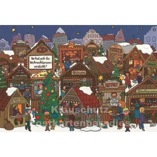 Wimmelbild Doppelkarte Weihnachten - Wo ist der Weihnachstmann