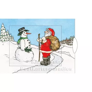 Lebende Karte - Weihnachtsmann und Schneemann