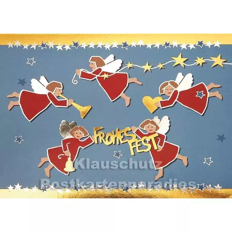 Frohes Fest | Weihnachtskarte goldfarben
