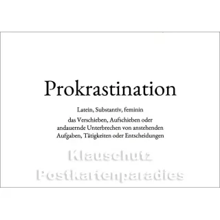 Prokrastination | Wortschatz Postkarte