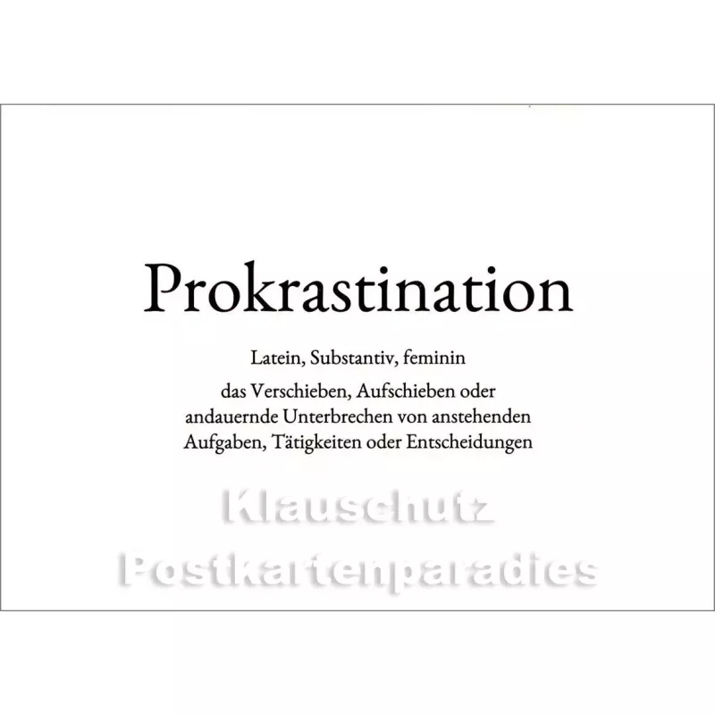 Prokrastination | Wortschatz Postkarte