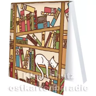 Klebezettel - Katze im Bücherregal
