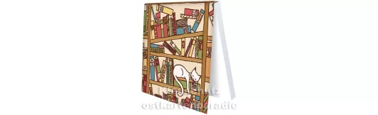 Klebezettel - Katze im Bücherregal