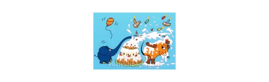 Maus und Elefant mit Torte | Geburtstagskarte
