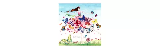 Frau und Schmetterlinge | Quadratische Postkarte