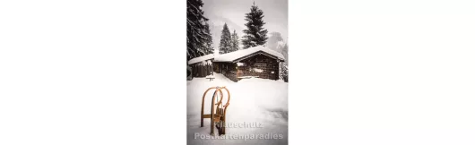 Schneepause Schlitten | Foto Weihnachtskarte