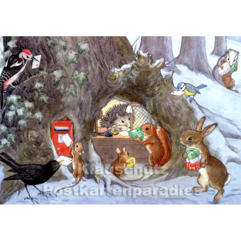 Weihnachts-Postschalter mit Tieren | Kinder Weihnachtskarte