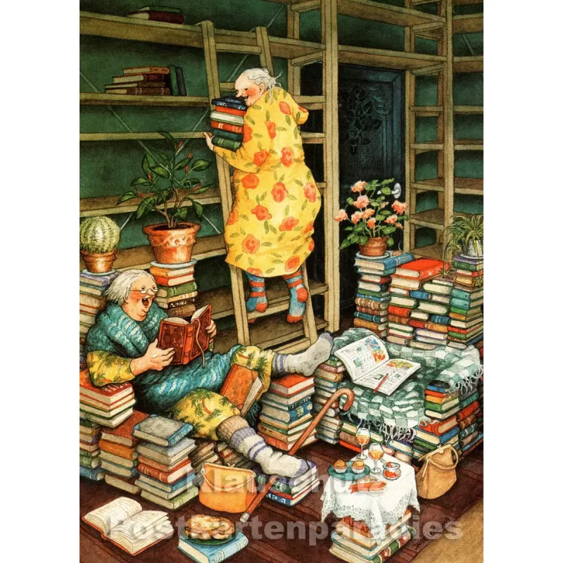 Inge Löök Postkarte - Alte Frauen mit Büchern