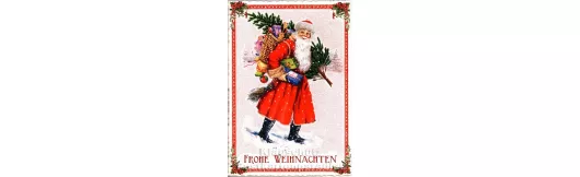 Nostalgie Weihnachtskarte - Weihnachtsmann Geschenke