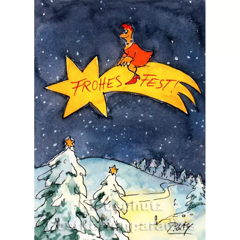 Frohes Fest - Huhn | Peter Gaymann Weihnachtskarte von Discordia