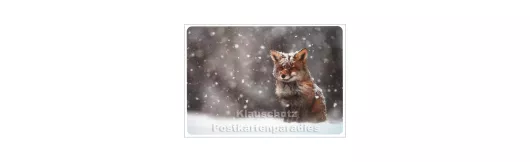 Postkarte Winter - Fuchs im Schnee