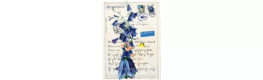 Retro Glitterkarte - Blaue Blumen
