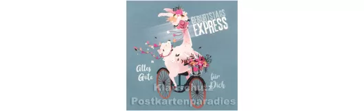 Quadrat Postkarte - Geburtstagsexpress