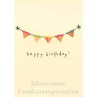 Discordia Buntstift Spitzer Doppelkarte Geburtstag - Happy Birthday Girlande