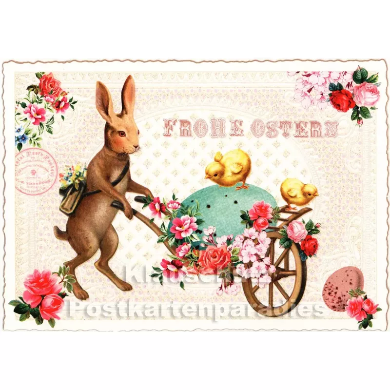 ActeTre Retro Glitterkarte - Frohe Ostern Osterhase