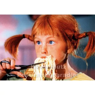 Modern Times Kinder Postkarte | Pippi Langstrumpf isst Spaghetti