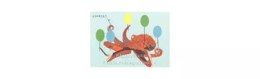 Holzschliffpappe Postkarte von Studio Blankensteyn | Jippie! Oktopus