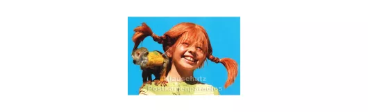 Pippi Langstrumpf und Herr Nilsson | Kinder Postkarte