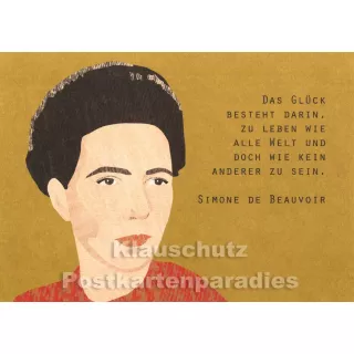 Holzschliffpappe Zitat Postkarte von Studio Blankensteyn | Simone de Beauvoir