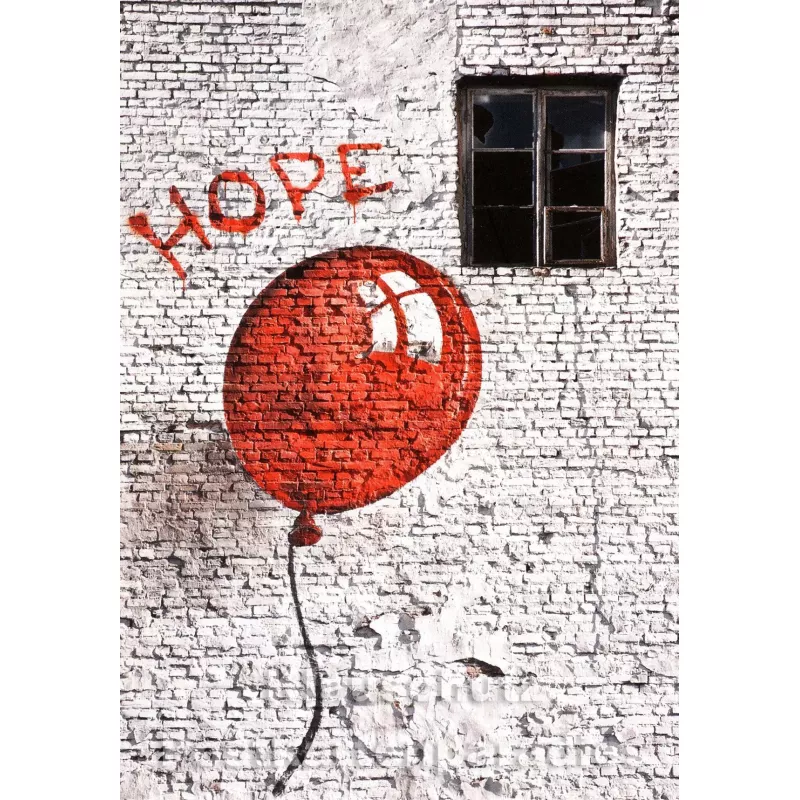 Tushita Foto Postkarte | Roter Ballon - Hope Graffiti