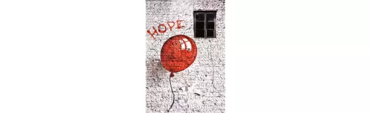 Foto Postkarte | Roter Ballon - Hope Graffiti