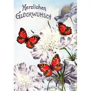 ActeTre Glückwunsch Doppelkarte - Blumen und Schmetterlingen