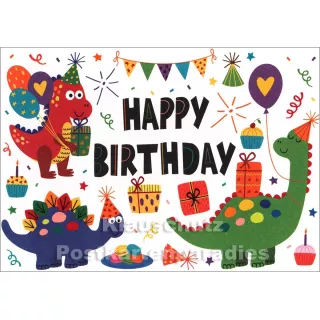 Happy Birthday - Dinosaurier Geburtstagskarte von SkoKo