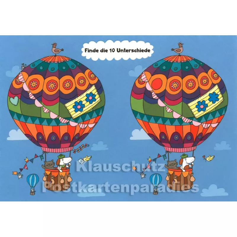 Ballon Rätsel - Finde die 10 Unterschiede - SkoKo Wimmelbild Postkarte