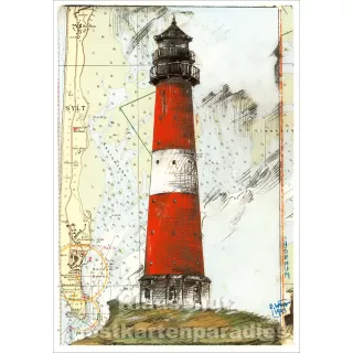 Leuchtturm Postkarte Hörnum von Ole West / Tidenhub Verlag