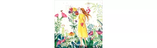 Frau im Garten | Quadratische Postkarte