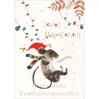 Doppelkarte Adventskalender von Discordia mit Maus - Schöne Weihnachtszeit