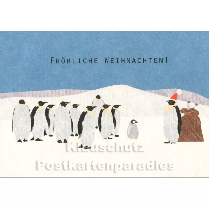 Holzschliffpappe Weihnachtskarten von Studio Blankensteyn | Fröhliche Weihnachten mit Pinguinen