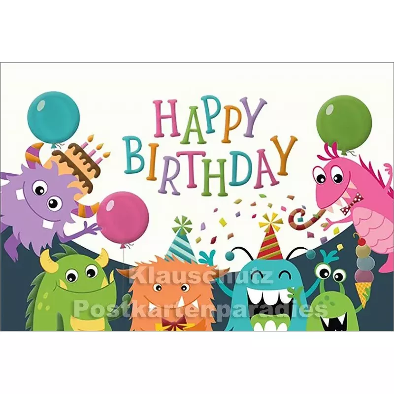 Happy Birthday Monster - Lustige Doppelkarte zum Geburtstag von SkoKo