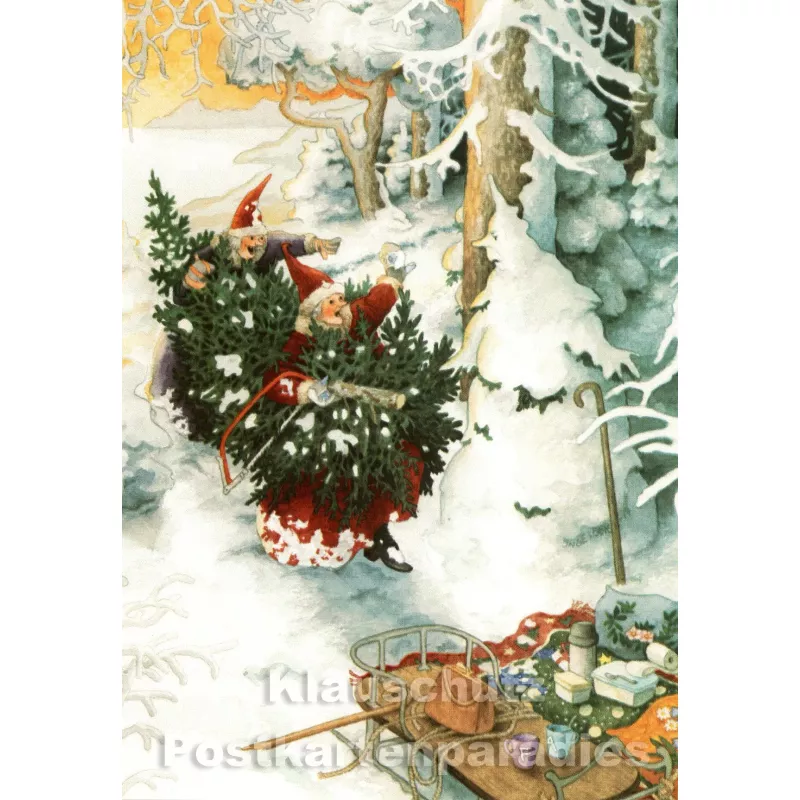 Inge Löök Taurus Weihnachtskarte | Die alten Frauen und der Schneegnom