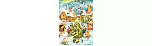 Nostalgie Adventskalender - Kinder und Weihnachtsbaum