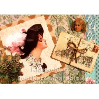 Nostalgie Carte Postale Postkarte mit alten Fotos und Glanzbildern