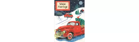 Doppelkarte Weihnachten | Winterlandschaft und Auto