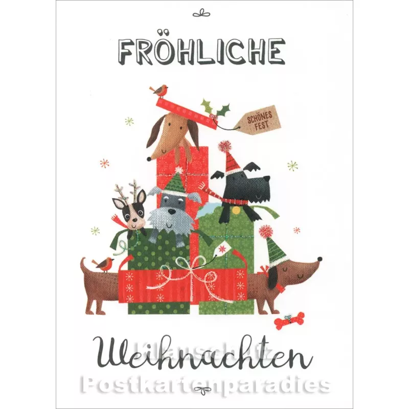 Fröhliche Weihnachten mit Hunden | SkoKo Little Greetings Midi-Doppelkarte