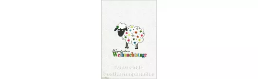 Weihnachtskarte buntes Schaf | Wunderbare Weihnachtstage