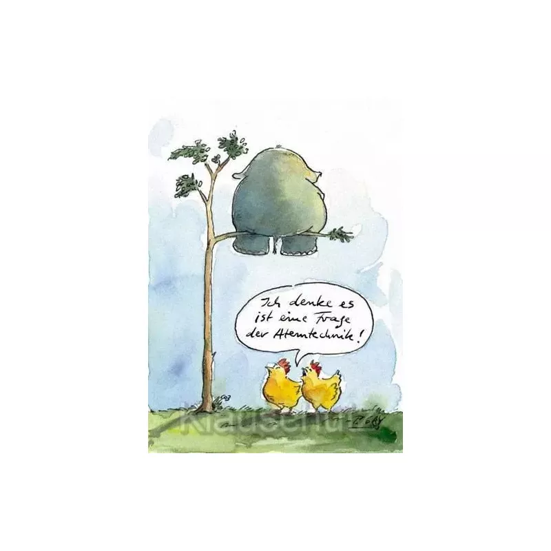 Eine Frage der Atemtechnik - Lustige Comic Postkarte von Peter Gaymann / Discordia