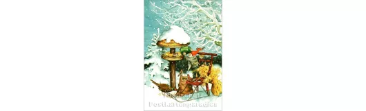 Inge Löök Weihnachtskarte - Wichtel Vogelfutter