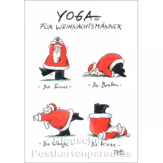 Doppelkarte Weihnachten Peter Gaymann von Discordia - Yoga für Weihnachtsmänner