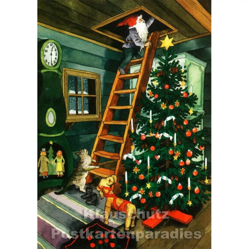 Inge Löök Weihnachtskarte von Taurus | Wichtel und Weihnachtsbaum