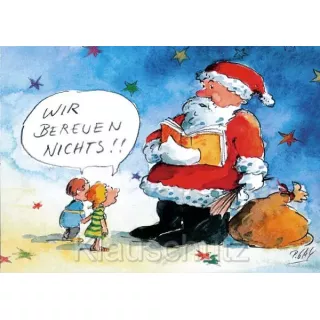 Discordia Weihnachtskarten - Wir bereuen nichts! Peter Gaymann Comic Weihnachtskarte mit dem Weihnachtsmann