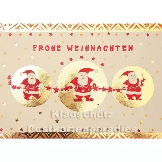 Postkartenpaket mit 4 nostalgischen Weihnachtskarten mit Glanzfolie - Karte 3