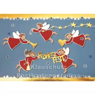 Postkartenpaket mit 4 nostalgischen Weihnachtskarten mit Glanzfolie - Karte 4