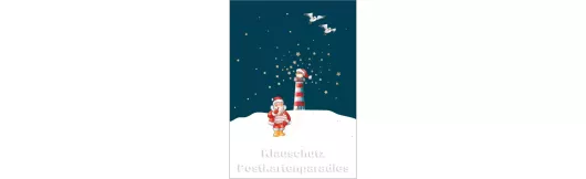 Küsten Postkarte - Weihnachtsmann Leuchtturm