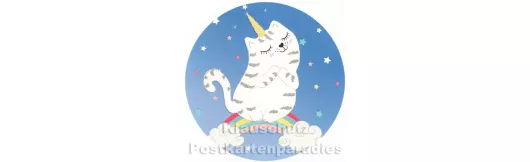 ActeTre runde Postkarte - Einhorn Katze