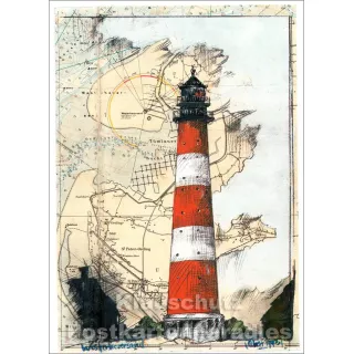 Leuchtturm Postkarte Westerheversand von Ole West / Tidenhub Verlag