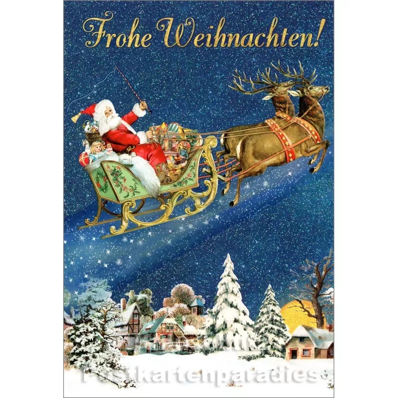 ActeTre Weihnachten Doppelkarte mit Glitter - Frohe Weihnachten Weihnachtsmann
